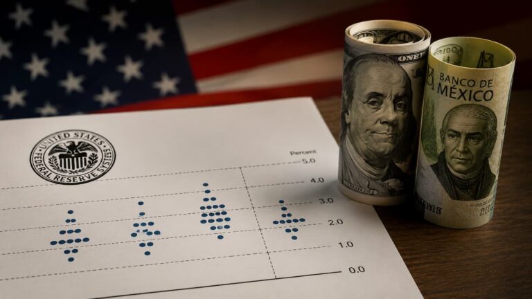 Dot plot de la Fed y reacción del dólar frente al peso mexicano