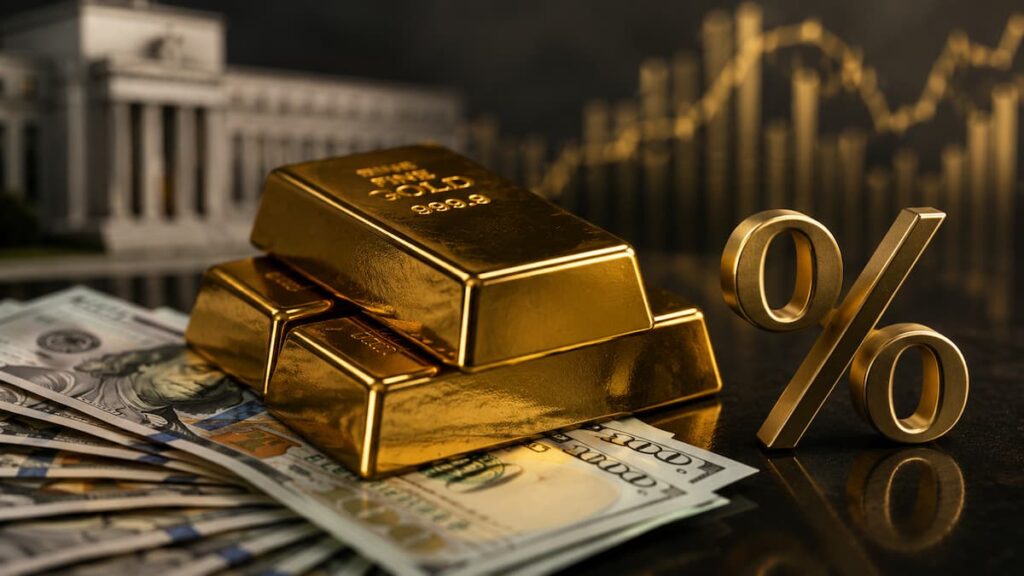Lingotes de oro dólar y tasas vuelven al foco del mercado.