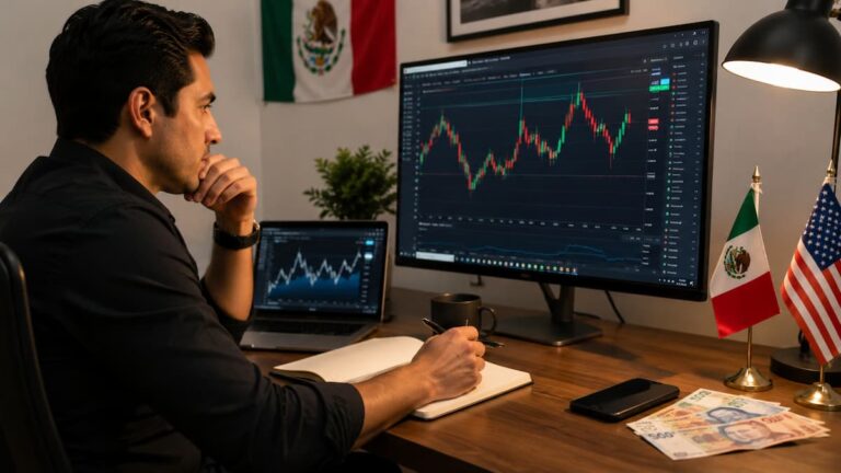 Trader mexicano revisa el PCE antes de operar USD MXN