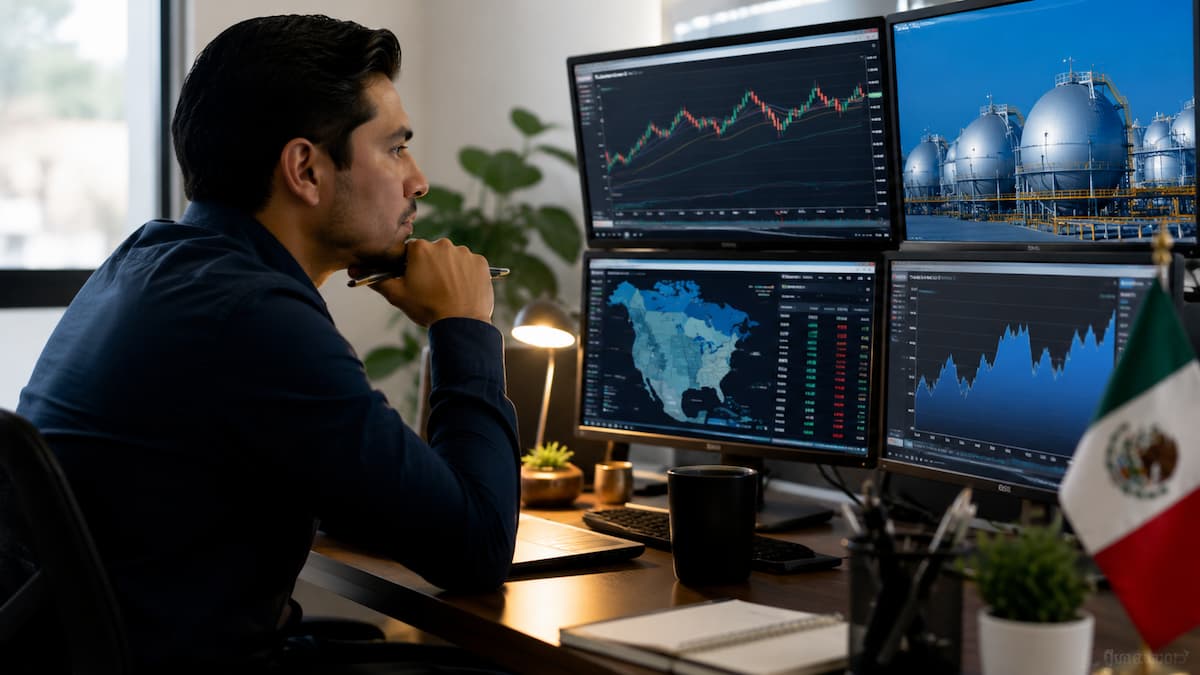 Trader mexicano revisa gas natural inventarios EIA y demanda eléctrica