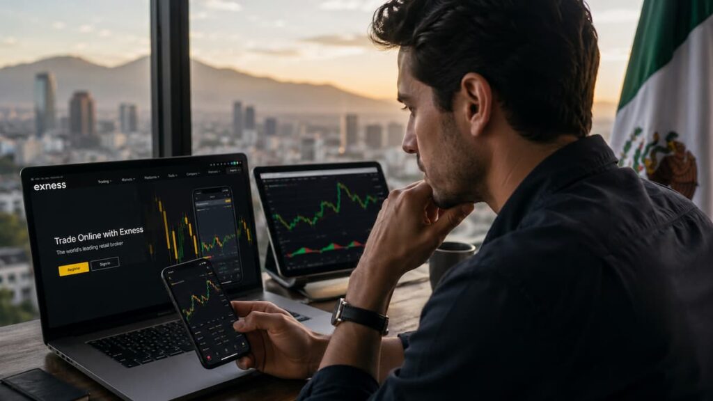 Trader revisa Exness y MetaTrader antes de operar CFDs desde México