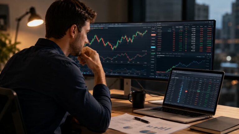 Trader revisa costes spreads y condiciones antes de operar CFDs