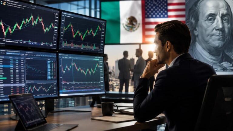 Trader revisa dólar peso mexicano y empleo de EE. UU