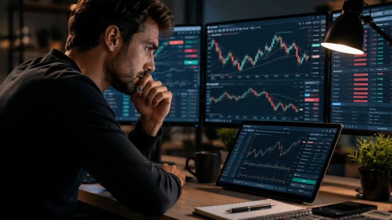 Trader revisa el riesgo de una cuenta con margen y derivados