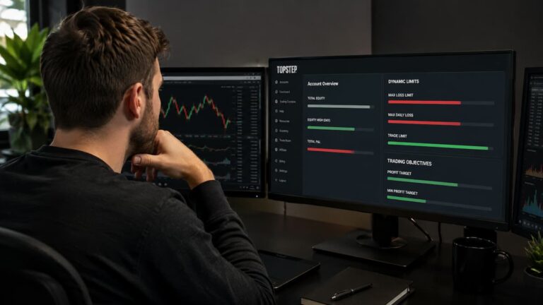 Trader revisa límites dinámicos de una cuenta Topstep Live Funded.