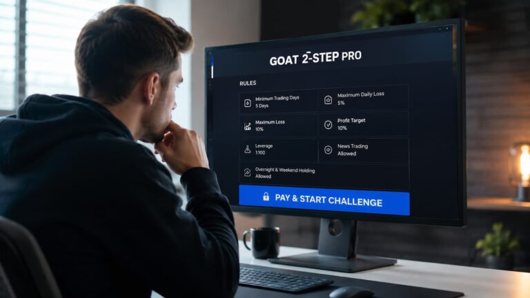 Trader revisa reglas de Goat 2 Step Pro antes de pagar un reto
