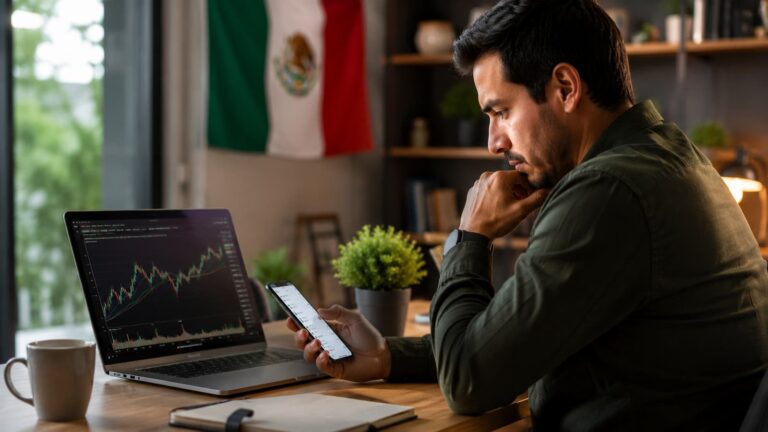 Usuario mexicano revisa costos antes de retirar fondos de un bróker