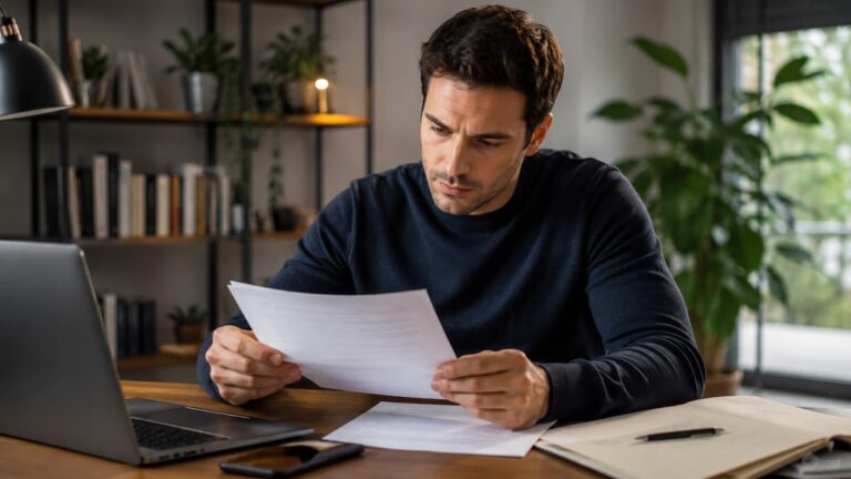 Usuario revisa documentos antes de retirar dinero de un bróker