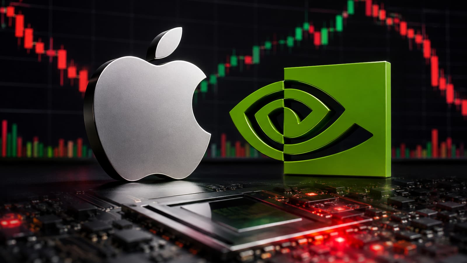 Apple y Nvidia disputan el liderazgo bursátil mientras caen los semiconductores.