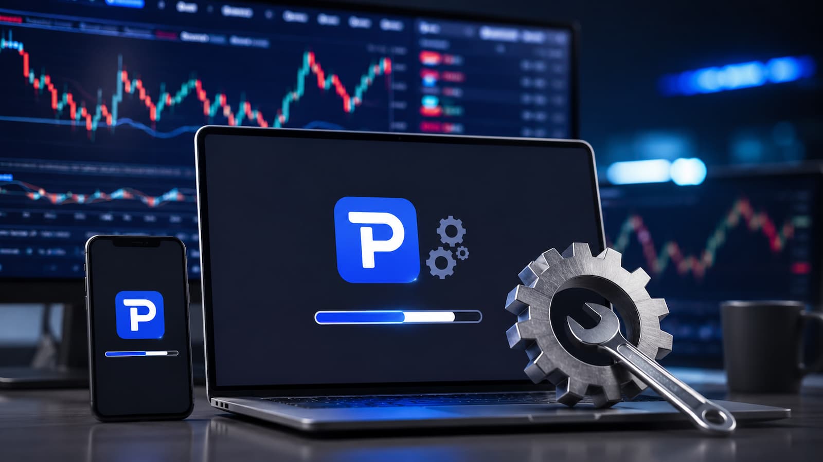 Aviso de mantenimiento de Pepperstone en plataformas de trading.
