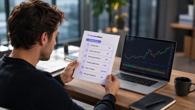 Clarity Cards de FundedNext muestran reglas y límites antes del payout