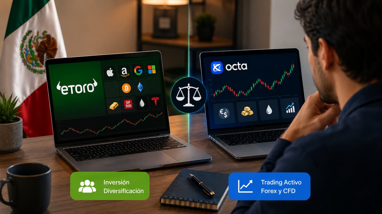 Comparación de eToro y OctaFX para usuarios mexicanos