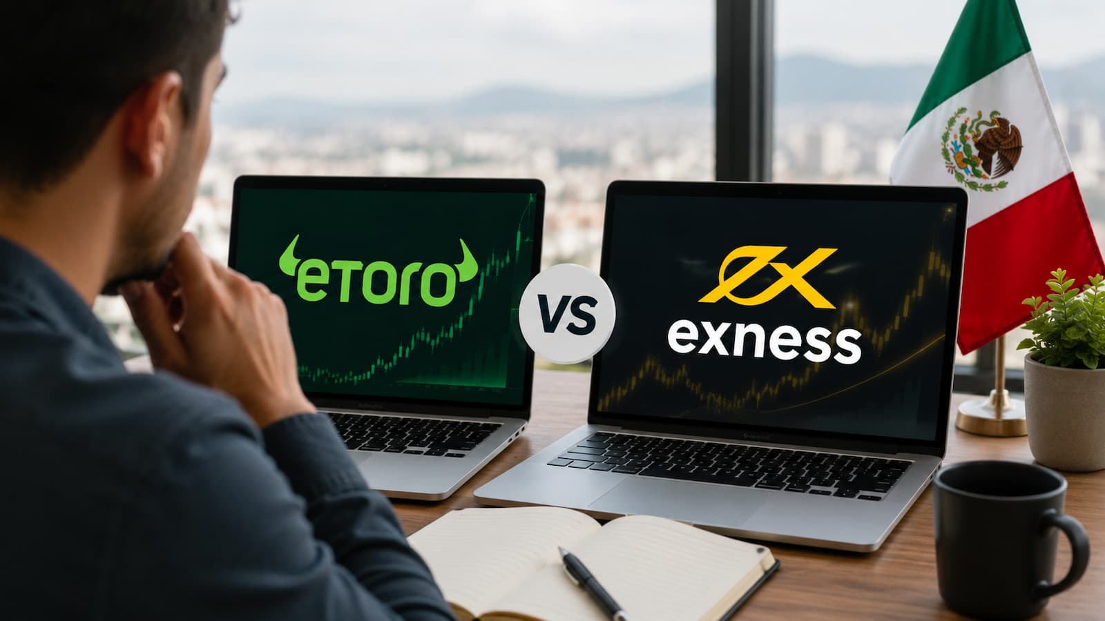Comparativa eToro vs Exness para usuarios mexicanos que buscan bróker online.