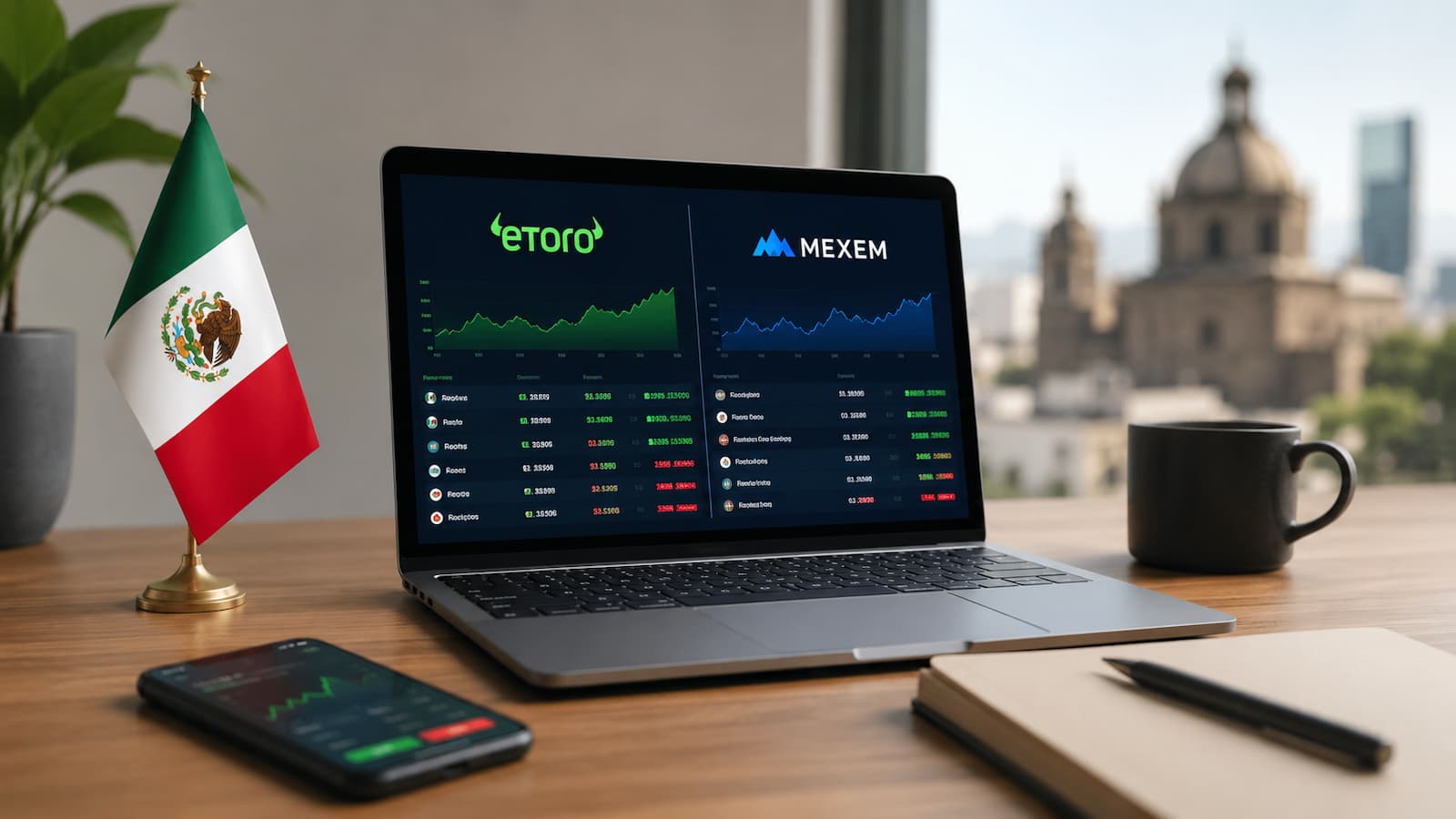 Comparativa mensual entre eToro y MEXEM para usuarios en México