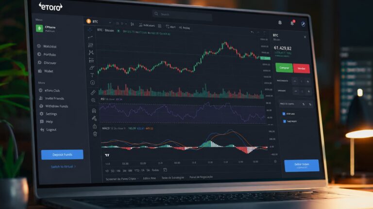 Gráficos avanzados de TradingView dentro de la plataforma eToro.