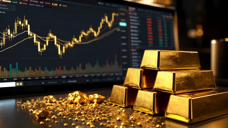 Oro en pantalla de trading; Vantage suma XAUUSD247 con acceso 24 7.