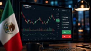 Pantalla de trading con referencia al USDMXN y condiciones de bróker.