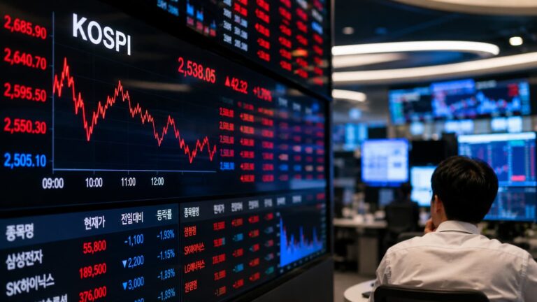 Pantallas del KOSPI reflejan la volatilidad ligada a los ETF apalancados.
