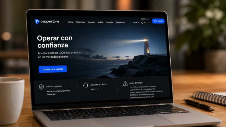 Pepperstone ES LA muestra entidad en Bahamas teléfono +52 y aviso de riesgo CFD.