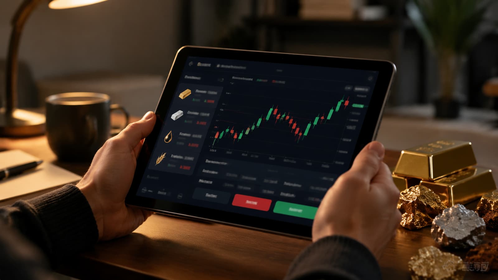 Plataforma XTB mostrando la operativa sobre oro y materias primas
