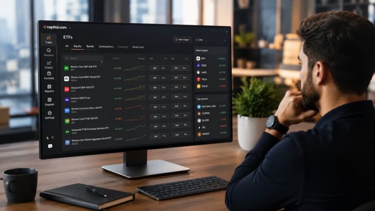 Plataforma de Capital.com con ETFs disponibles vía CFD