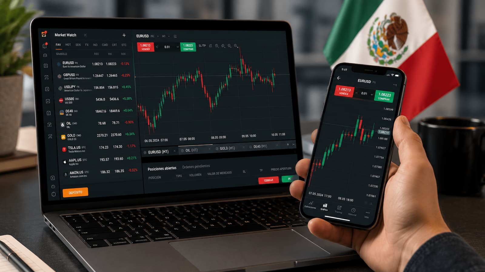 Plataforma xStation de XTB en web y móvil para usuarios que operan desde México.