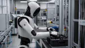 Robot industrial de Humanoid startup británica valorada en US$1 350 millones.
