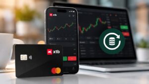 Tarjeta y plataforma XTB con programa de cashback para clientes.