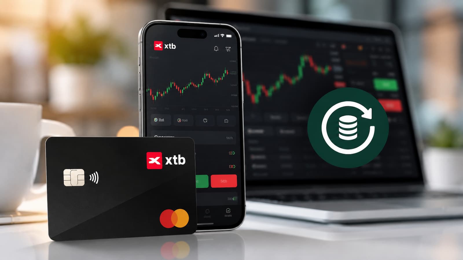 Tarjeta y plataforma XTB con programa de cashback para clientes.