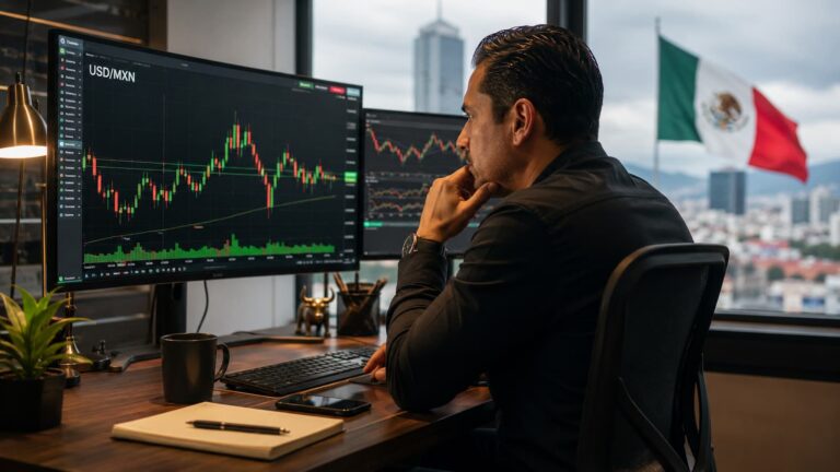 Trader mexicano revisa el USD MXN antes del ISM de servicios