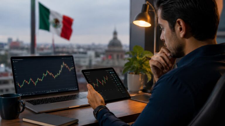 Trader revisa condiciones de brókers CFD antes de operar desde México