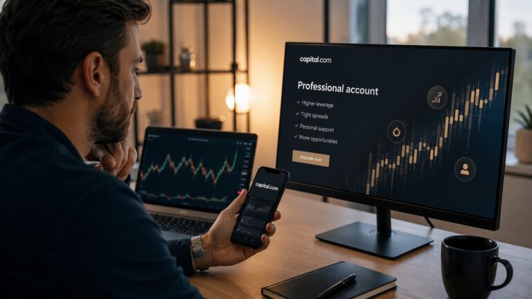 Trader revisa condiciones de cuenta profesional en Capital.com.