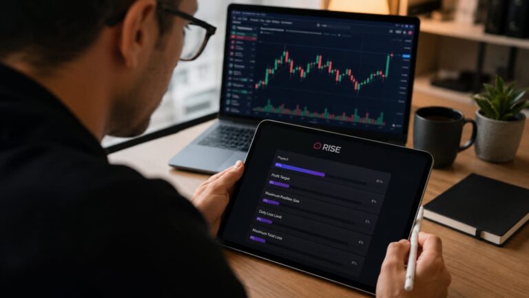 Trader revisa condiciones de payout por Rise en Hola Prime