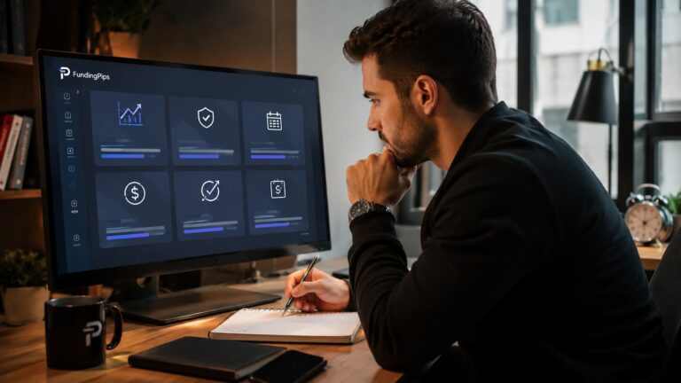 Trader revisa reglas de FundingPips antes de pedir reward