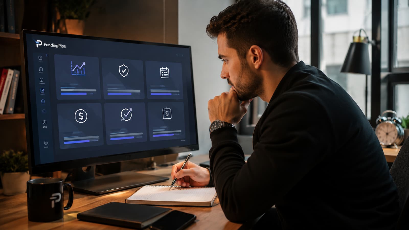Trader revisa reglas de FundingPips antes de pedir reward