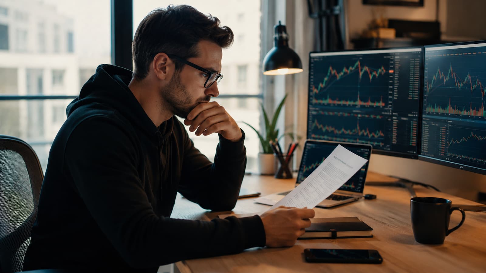 Trader revisa reglas de fondeo instantáneo antes de pagar una cuenta