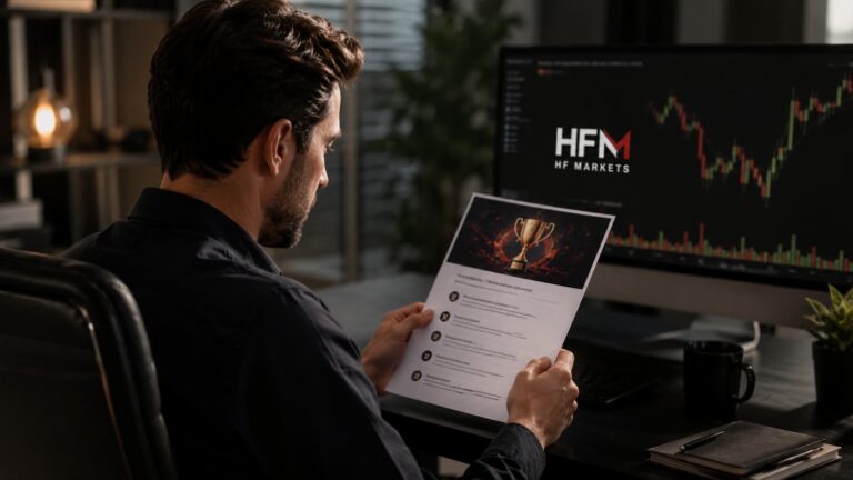 Trader revisa reglas del concurso de HFM antes de participar