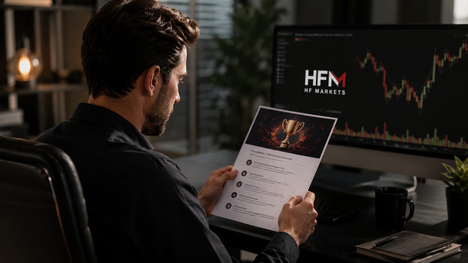Trader revisa reglas del concurso de HFM antes de participar