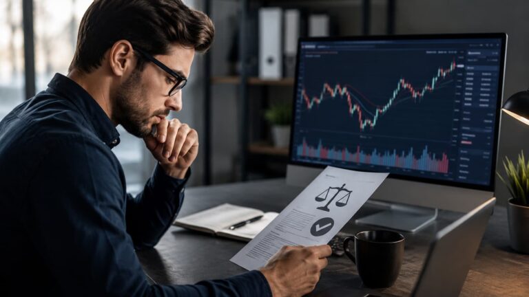 Trader revisa regulación costos y riesgos de Pepperstone antes de operar CFDs