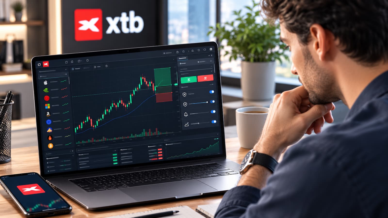 Trader revisando automatización y condiciones de XTB