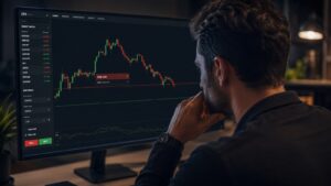 Trader revisando una orden stop loss en una plataforma de CFDs