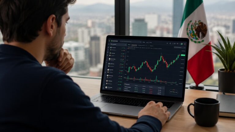 Usuario revisa acciones y CFDs mexicanos en una plataforma de trading.