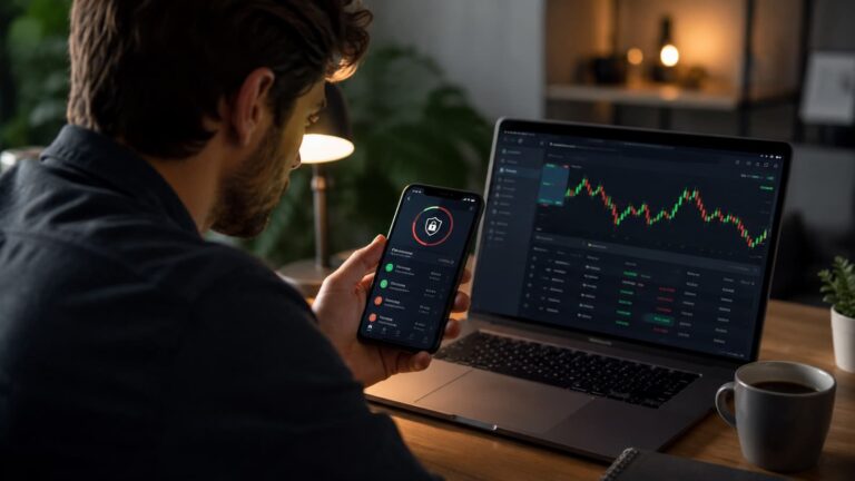 Usuario revisa alertas de seguridad y retiros en una cuenta de trading.