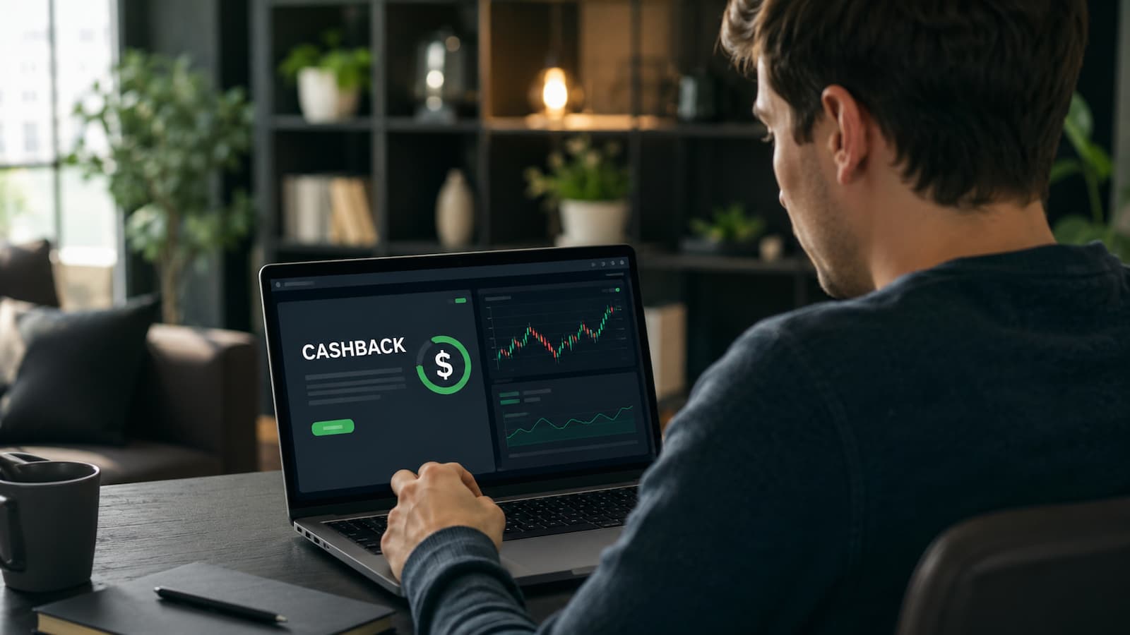 Usuario revisa condiciones de cashback en una plataforma de CFD