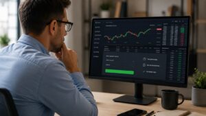 Usuario revisa condiciones de retiro en una plataforma de trading.