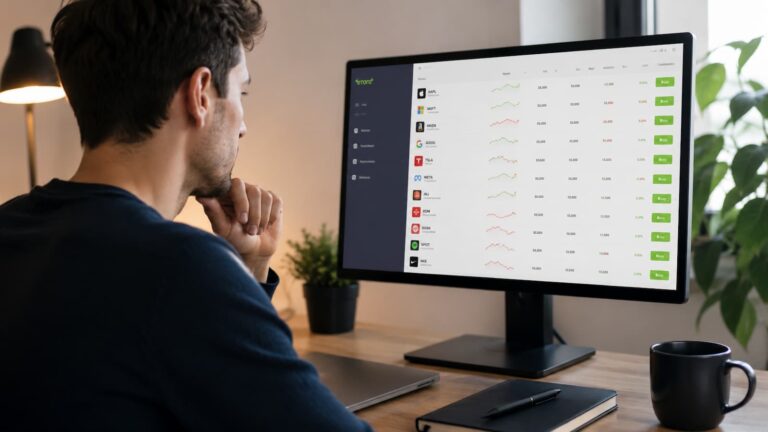 Usuario revisa costes de acciones en la plataforma eToro