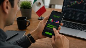 Usuario revisa costos de conversión en eToro antes de depositar desde México