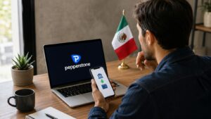 Usuario revisa métodos de depósito y retiro de Pepperstone desde México
