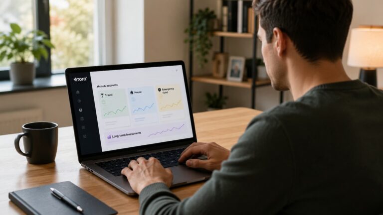 Usuario revisa subcuentas de eToro para separar metas sin asumir protección extra.