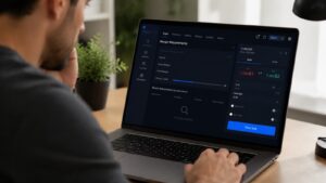 Usuario revisando condiciones de margen y trading en una plataforma online.